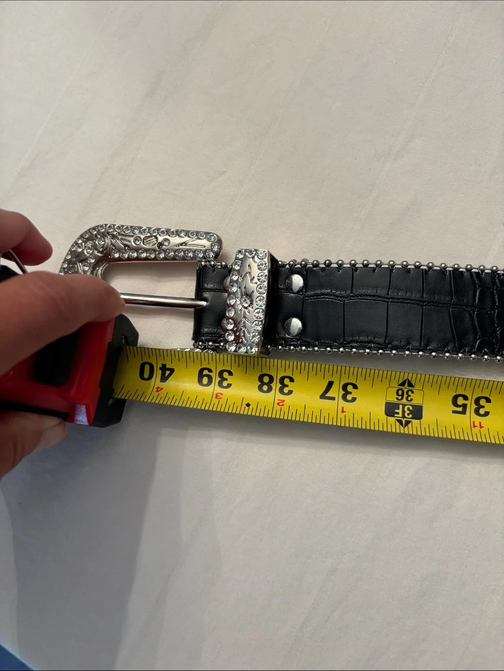Cross Rhinestone Bling Studded Belt, Unisex, size  Medium, faux leather, western